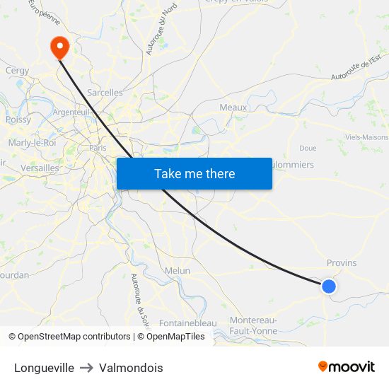 Longueville to Valmondois map