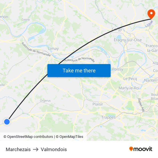 Marchezais to Valmondois map