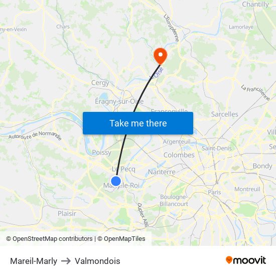 Mareil-Marly to Valmondois map