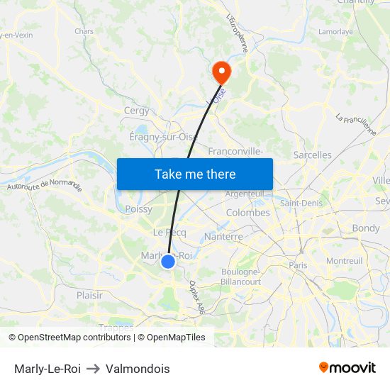 Marly-Le-Roi to Valmondois map