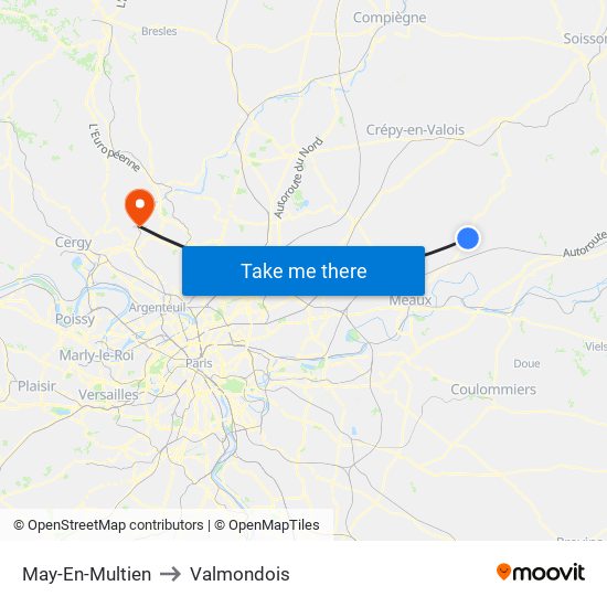 May-En-Multien to Valmondois map