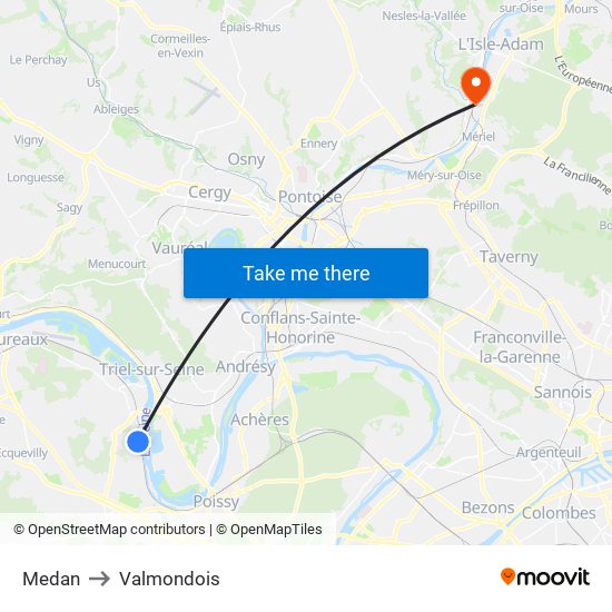 Medan to Valmondois map