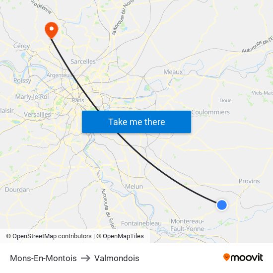 Mons-En-Montois to Valmondois map