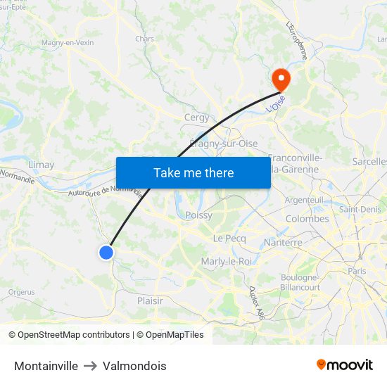Montainville to Valmondois map