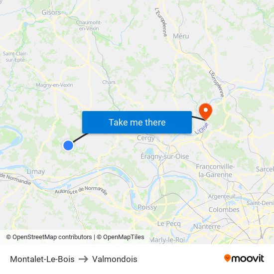 Montalet-Le-Bois to Valmondois map