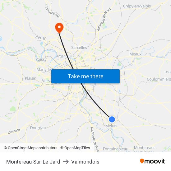 Montereau-Sur-Le-Jard to Valmondois map