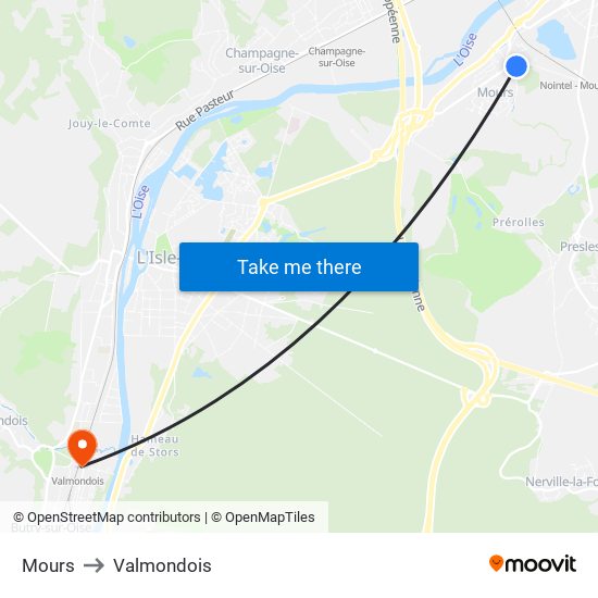 Mours to Valmondois map