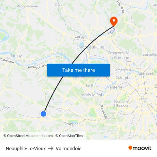 Neauphle-Le-Vieux to Valmondois map