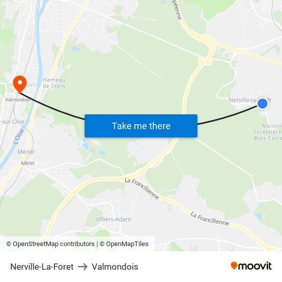 Nerville-La-Foret to Valmondois map