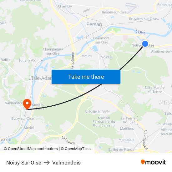 Noisy-Sur-Oise to Valmondois map