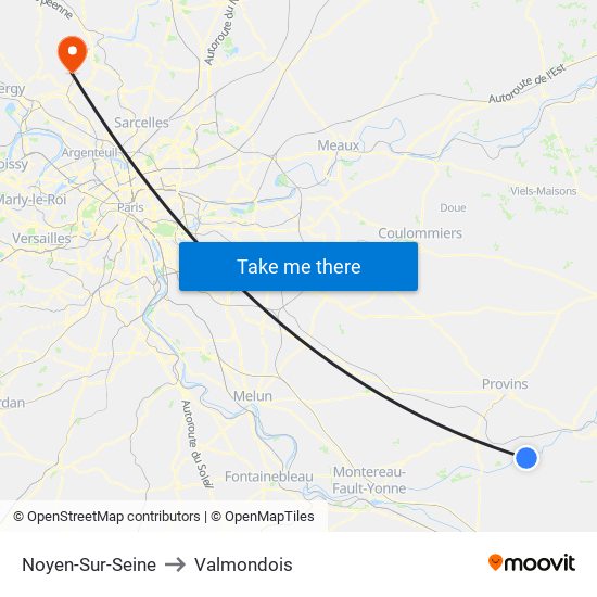 Noyen-Sur-Seine to Valmondois map