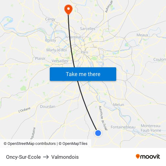 Oncy-Sur-Ecole to Valmondois map