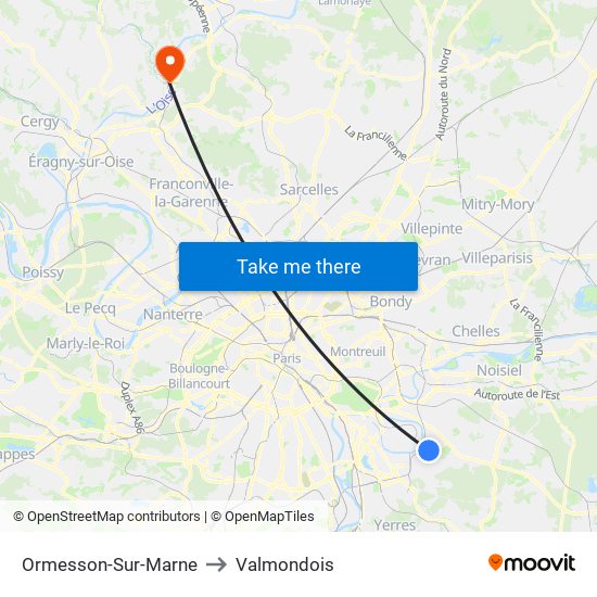 Ormesson-Sur-Marne to Valmondois map