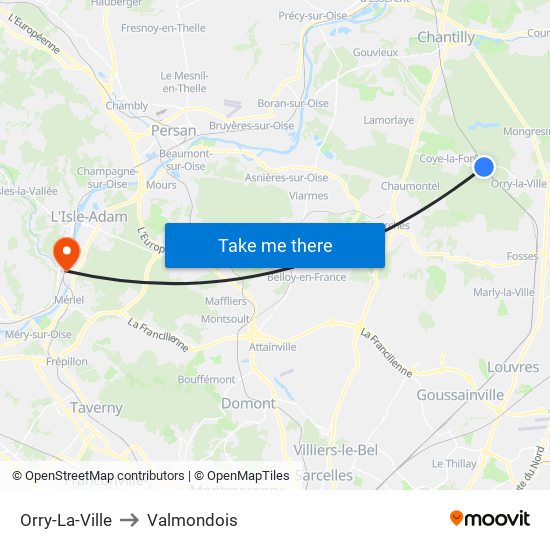 Orry-La-Ville to Valmondois map