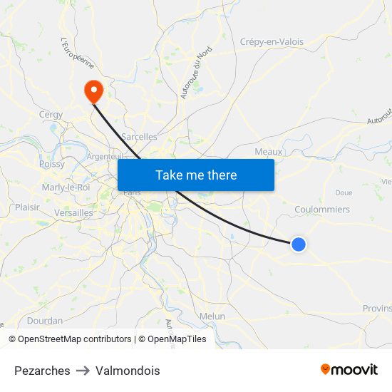 Pezarches to Valmondois map