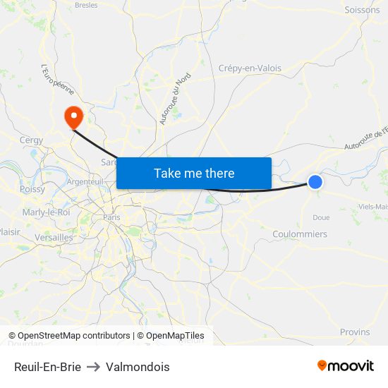 Reuil-En-Brie to Valmondois map