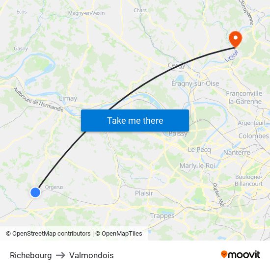 Richebourg to Valmondois map