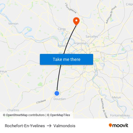 Rochefort-En-Yvelines to Valmondois map