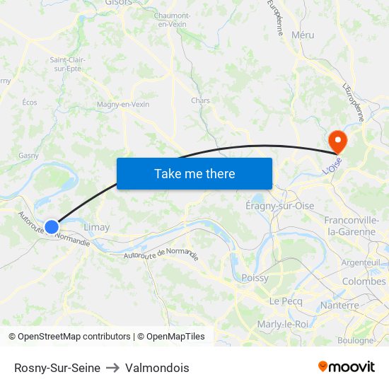 Rosny-Sur-Seine to Valmondois map