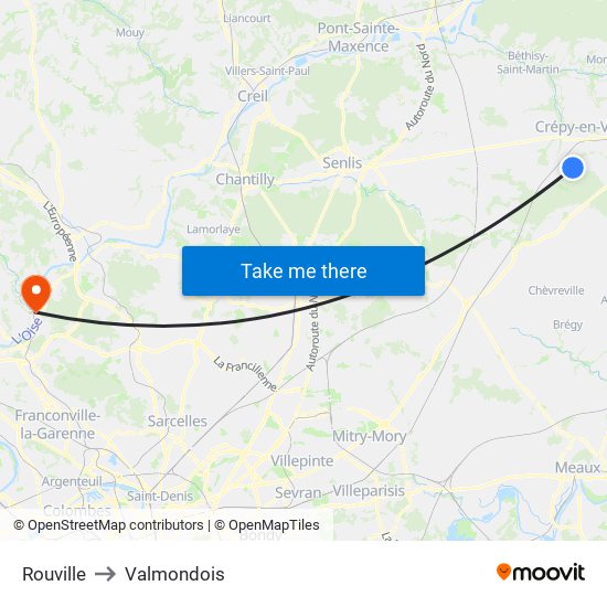 Rouville to Valmondois map