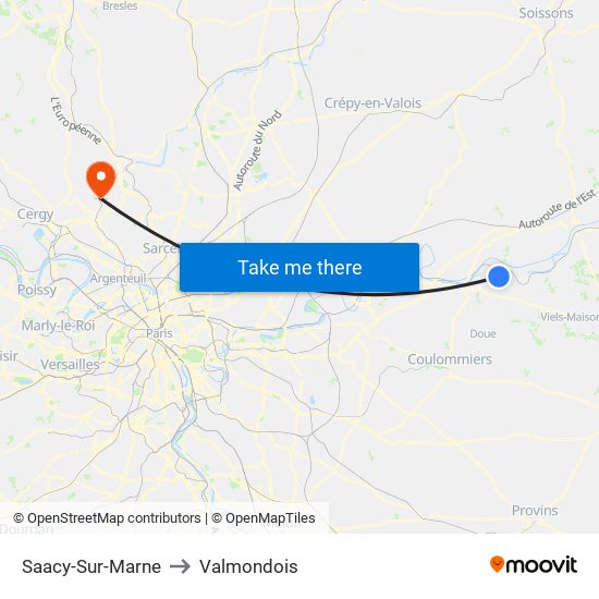 Saacy-Sur-Marne to Valmondois map