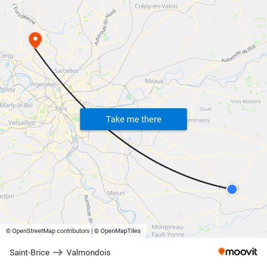 Saint-Brice to Valmondois map