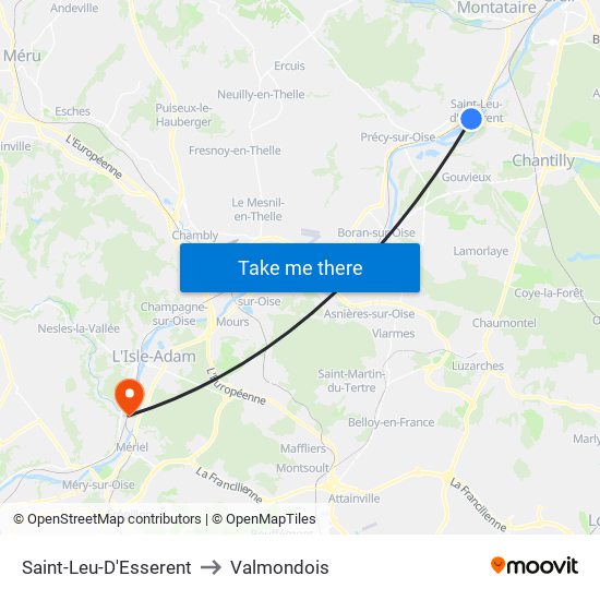 Saint-Leu-D'Esserent to Valmondois map