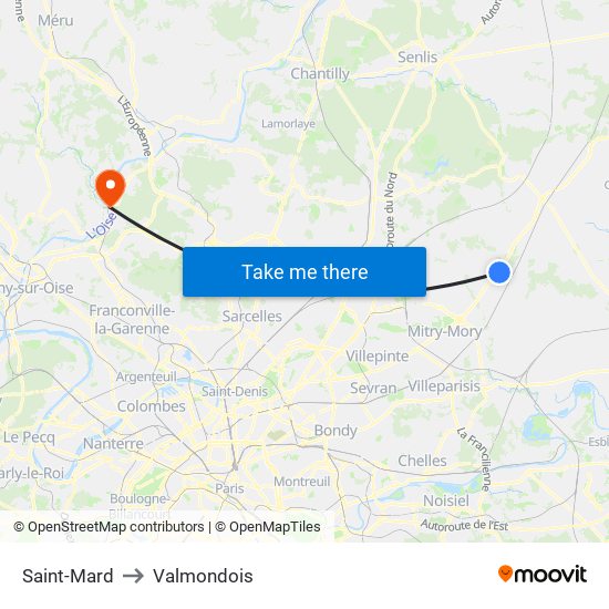 Saint-Mard to Valmondois map