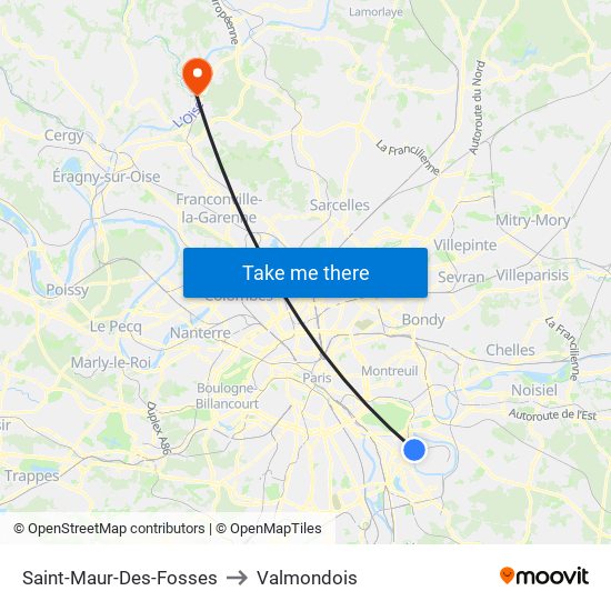 Saint-Maur-Des-Fosses to Valmondois map