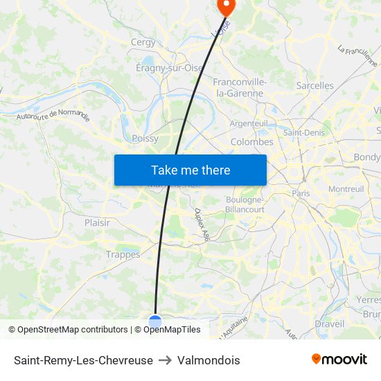 Saint-Remy-Les-Chevreuse to Valmondois map