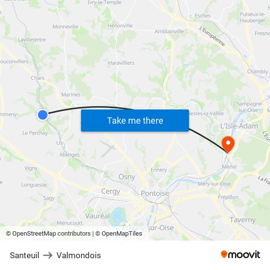 Santeuil to Valmondois map