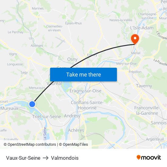 Vaux-Sur-Seine to Valmondois map