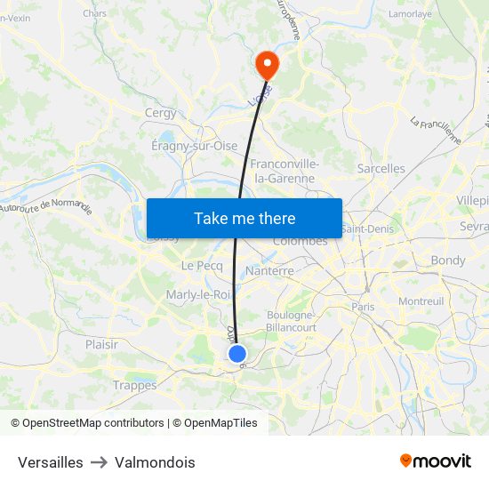 Versailles to Valmondois map