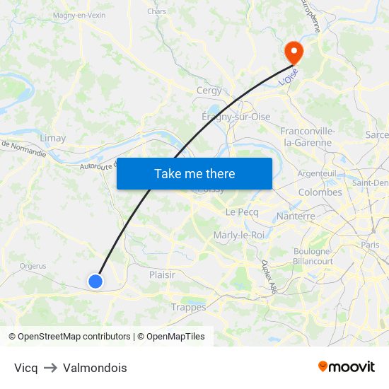 Vicq to Valmondois map