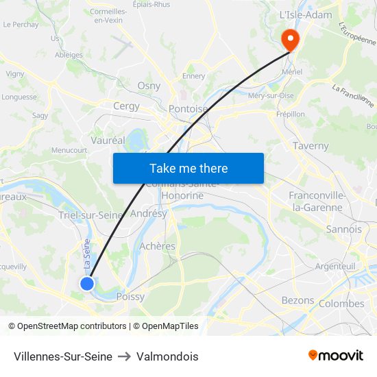 Villennes-Sur-Seine to Valmondois map
