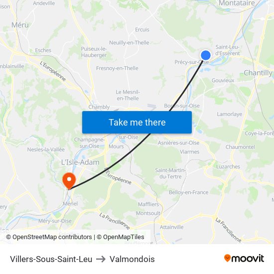 Villers-Sous-Saint-Leu to Valmondois map