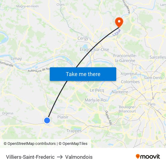 Villiers-Saint-Frederic to Valmondois map
