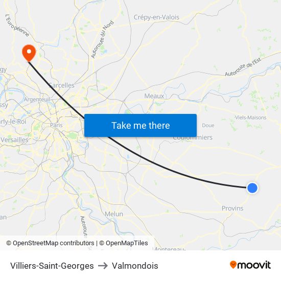 Villiers-Saint-Georges to Valmondois map