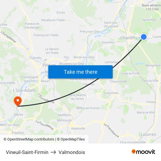 Vineuil-Saint-Firmin to Valmondois map