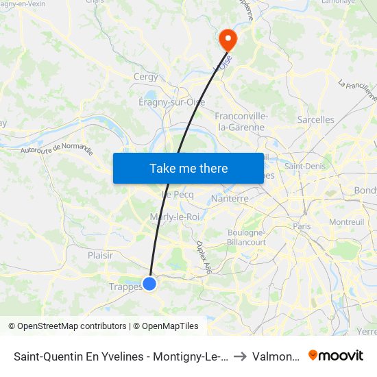 Saint-Quentin En Yvelines - Montigny-Le-Bretonneux to Valmondois map