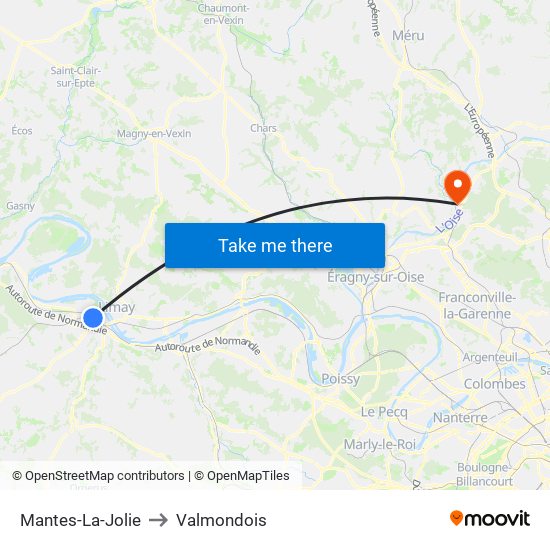 Mantes-La-Jolie to Valmondois map