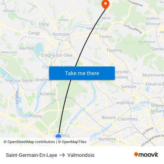 Saint-Germain-En-Laye to Valmondois map