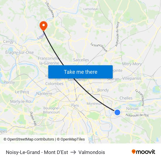 Noisy-Le-Grand - Mont D'Est to Valmondois map