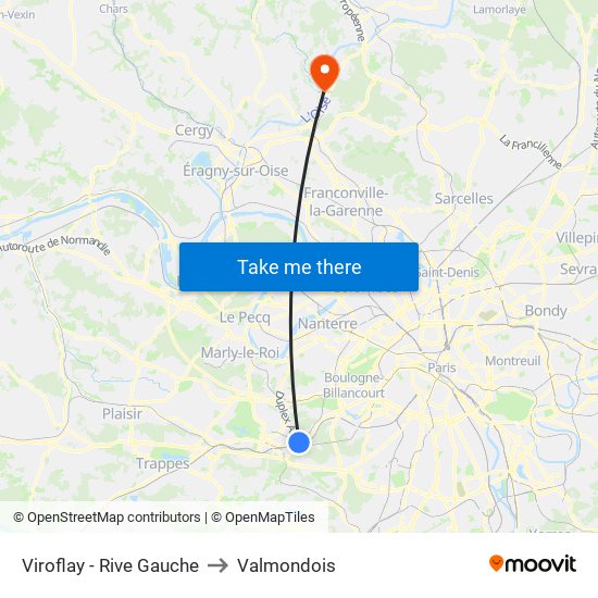 Viroflay - Rive Gauche to Valmondois map