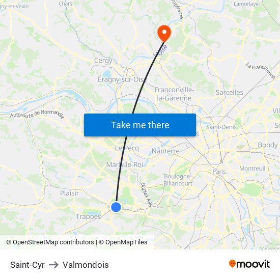 Saint-Cyr to Valmondois map