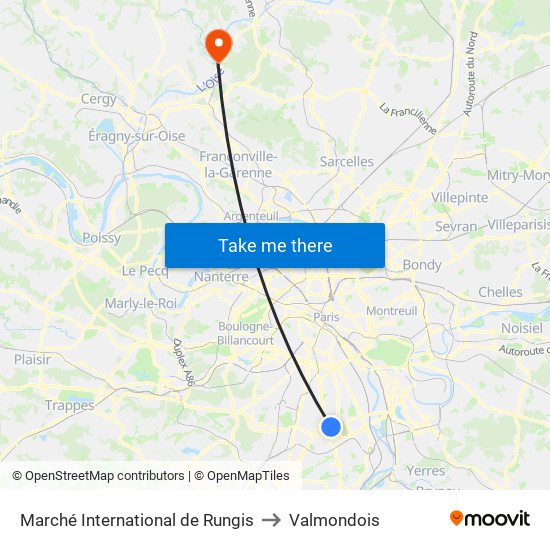 Marché International de Rungis to Valmondois map