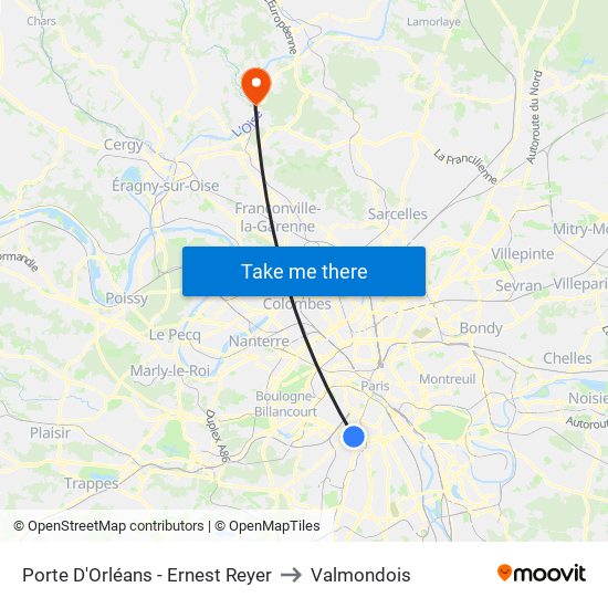 Porte D'Orléans - Ernest Reyer to Valmondois map