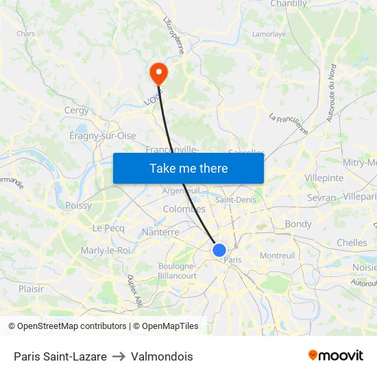 Paris Saint-Lazare to Valmondois map