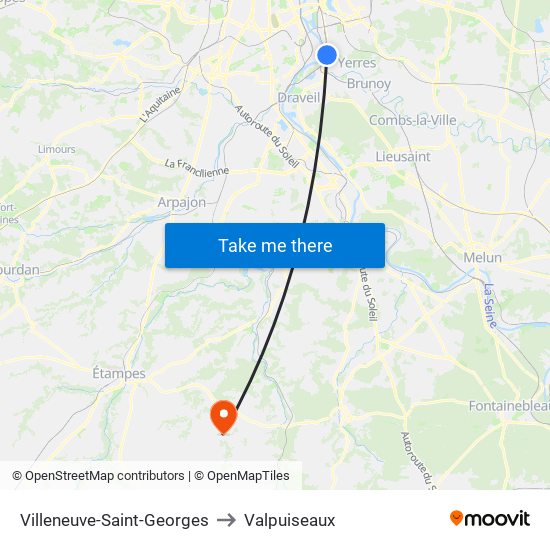 Villeneuve-Saint-Georges to Valpuiseaux map