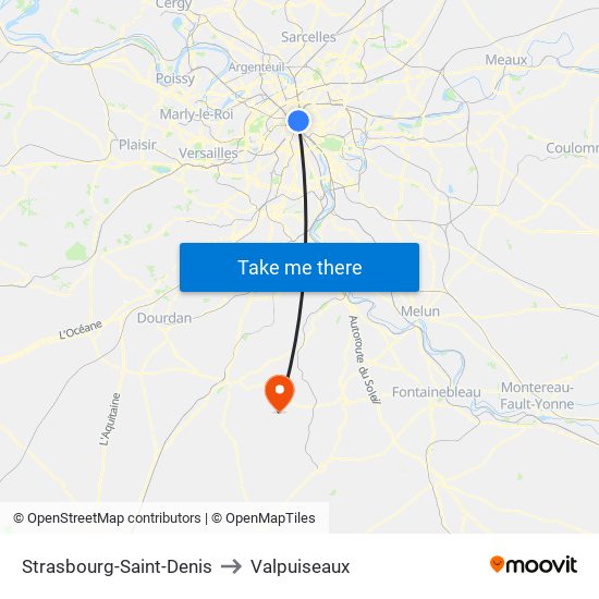 Strasbourg-Saint-Denis to Valpuiseaux map